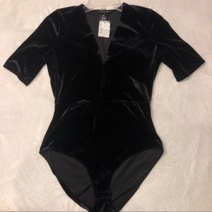NWT Black Velvet Bodysuit